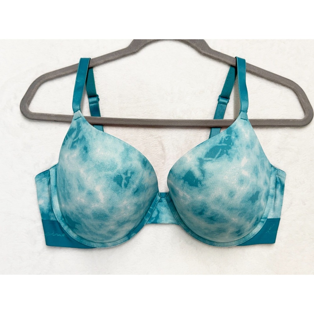 Victoria Secret Padded Bra 36DD Push Up UnderWire Teal Tie Dye